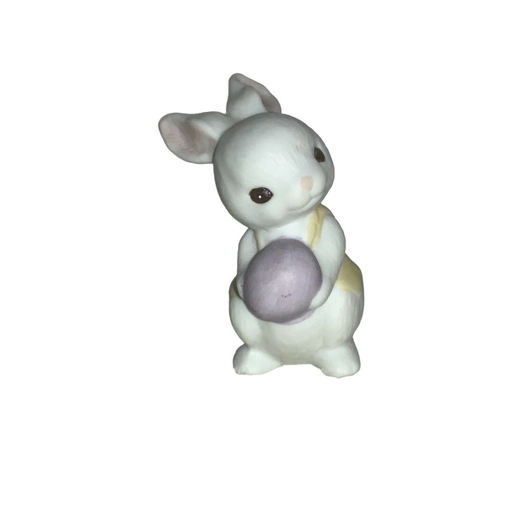 Easter Hallmark 1984 Porcelain White Bunny Rabbit with Egg Figurine